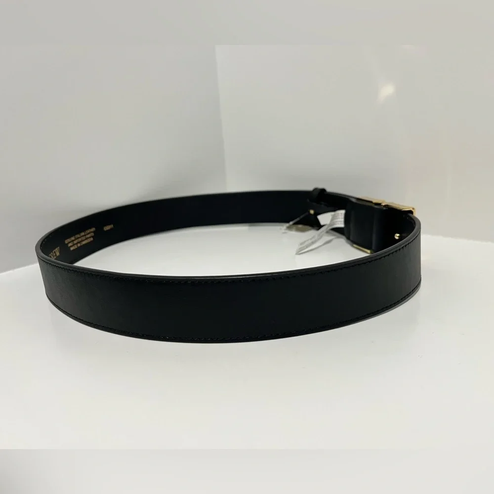 NEW J. Crew double gold buckle black leather belt size medium CG311 $89.50 - Picture 9 of 13